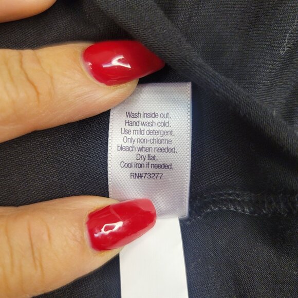 Jennifer Lopez Womens M Crossover Drape Neck Long Sleeve Tunic Top Black - Picture 6 of 6